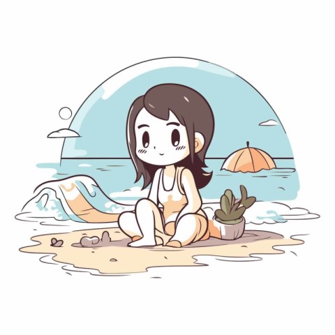 beach. ocean. sea. summer. sand. water. little. cute. drawing. g