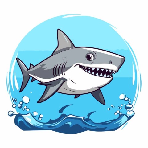 Shark in the water isolated on white background.