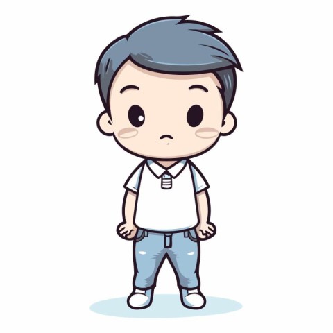 Boy Wearing Jeans - Cute Cartoon Style Vector Illustration