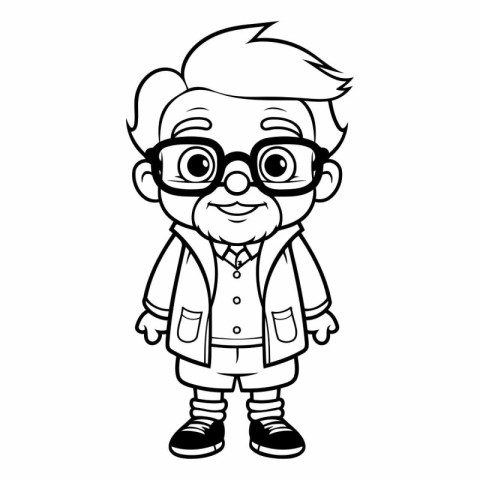 Cute cartoon nerd boy isolated on white background.