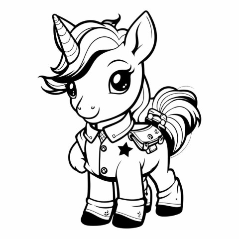 Unicorn - black and white vector illustration for coloring book.