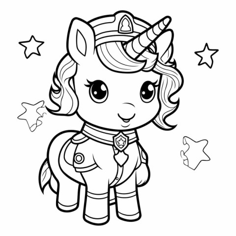 Coloring Page Outline Of Cute unicorn.