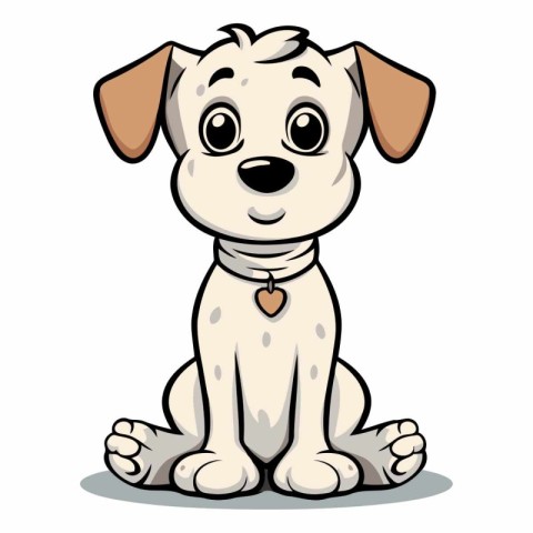 Cute cartoon dog sitting on a white background.