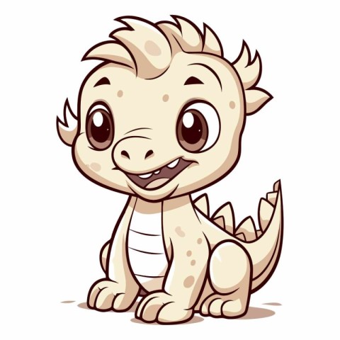 Cute baby dinosaur on a white background. Vector cartoon illustr