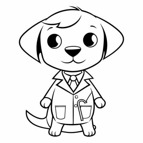 Vector illustration of Cute Cartoon Puppy in a lab coat.