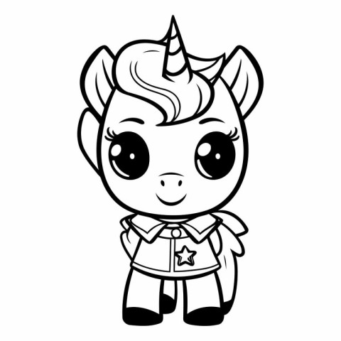 cute little unicorn with cape and stars character vector illustr