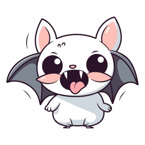 Cute cartoon bat isolated on a white background.