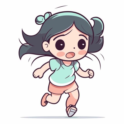 Cute little girl running of a cute little girl.