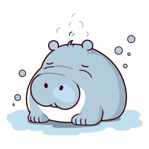 Cute hippopotamus on a white background.