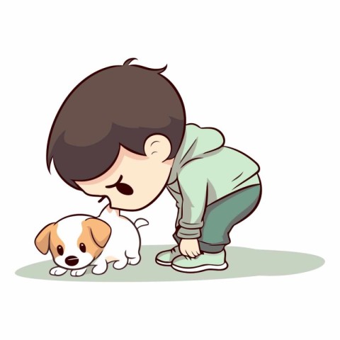 Boy and dog on white background. Eps 10.