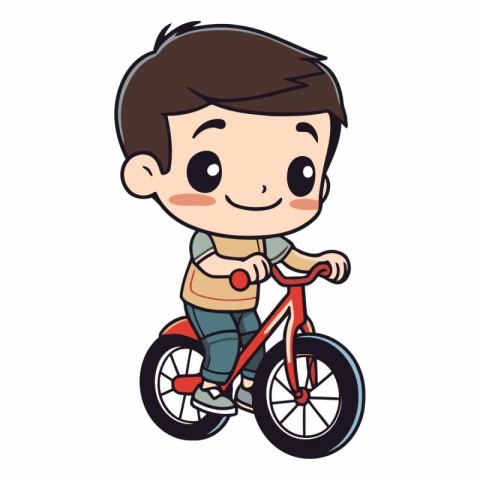 cute boy riding bicycle cartoon vector illustration graphic desi