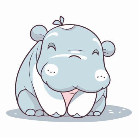 Illustration of a Cute Hippopotamus Sitting on the Floor