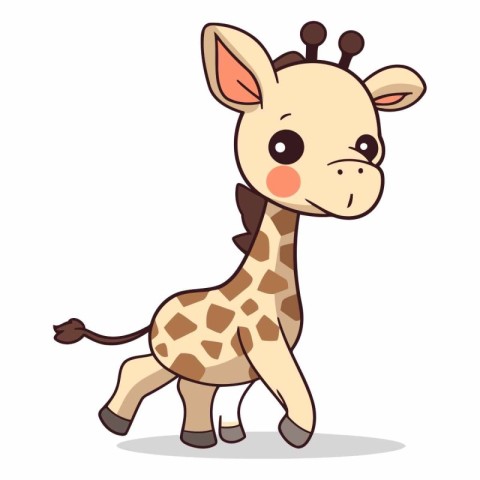 Cute giraffe cartoon vector illustration isolated on a white bac