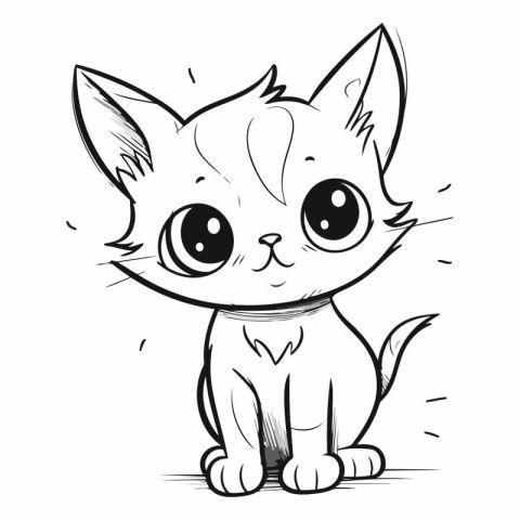 Cute cartoon kitten of a kitten on a white background.