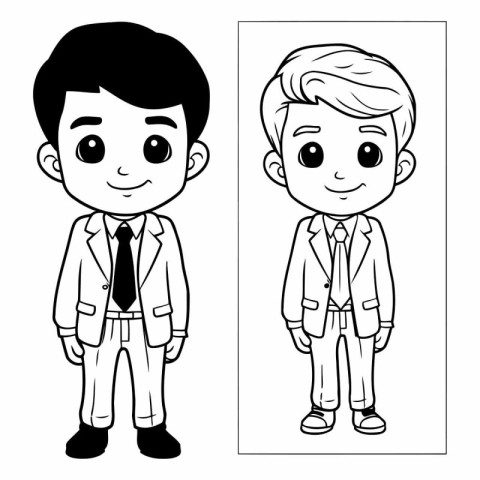 Coloring book for children. Boy in a suit with a tie