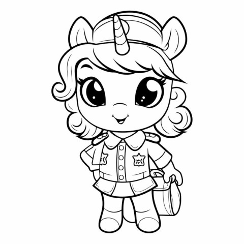 Coloring book for children: Cute unicorn girl.