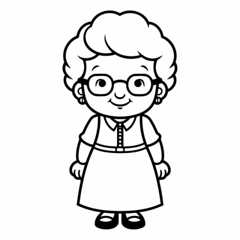 cute grandmother with glasses cartoon vector illustration graphi