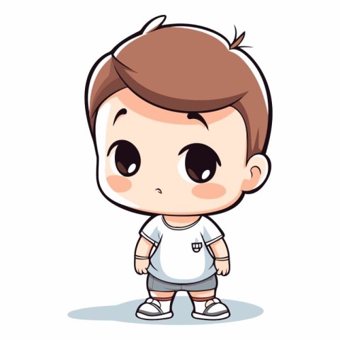 Cute little boy wearing casual clothes in cartoon style.