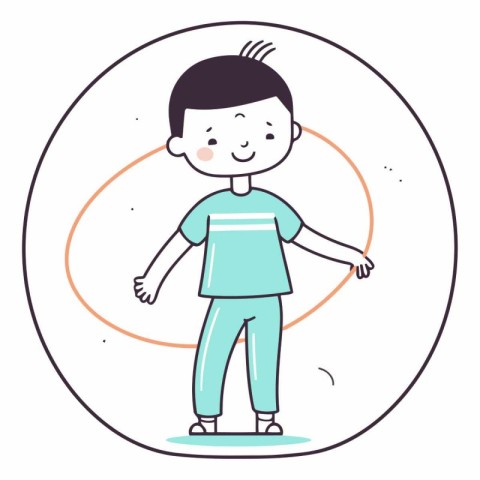 Vector illustration of a boy in a blue T-shirt and pants