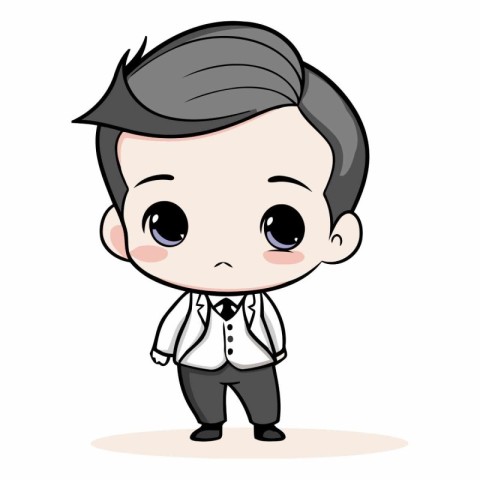 Boy Wearing Suit - Cute Cartoon Businessman Vector Illustration