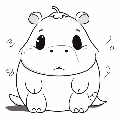 Cute hippopotamus - Coloring book.