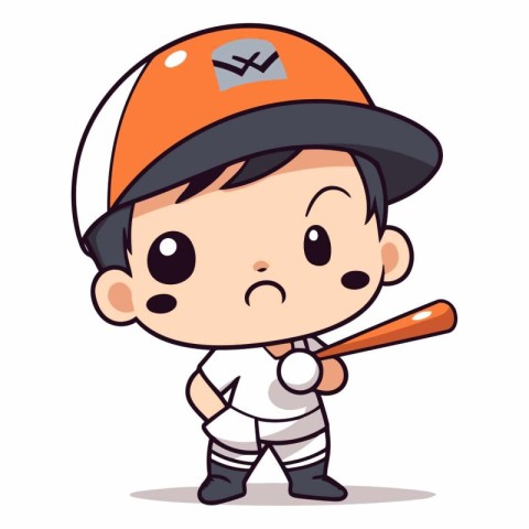 Baseball Player Boy - Cute Cartoon Vector IllustrationÃ¯Â»Â