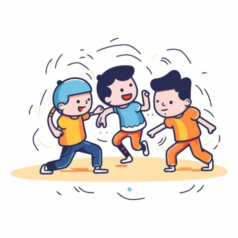 Cartoon kids playing tug of war or tug of war vector illustratio