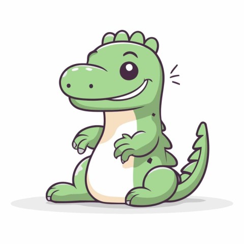 Cute crocodile isolated on white background. Cartoon style vecto