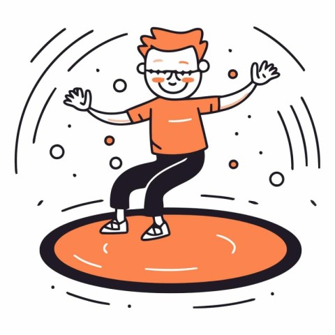 Vector illustration of a boy jumping on the floor. Flat style.