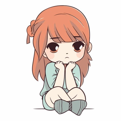 Cute little girl with sad expression of a cute little girl.