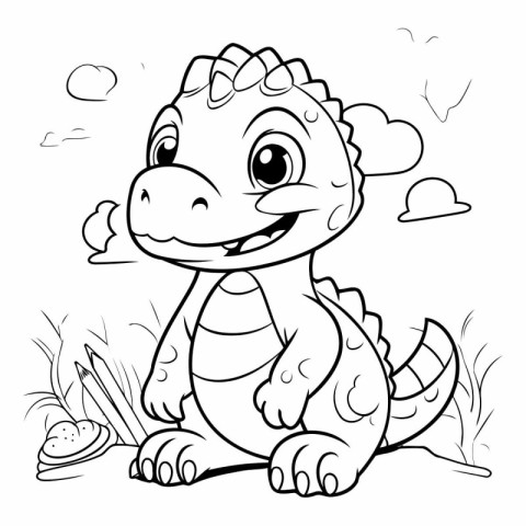 Coloring Page Outline Of Cute Dinosaur Coloring Book for Kids