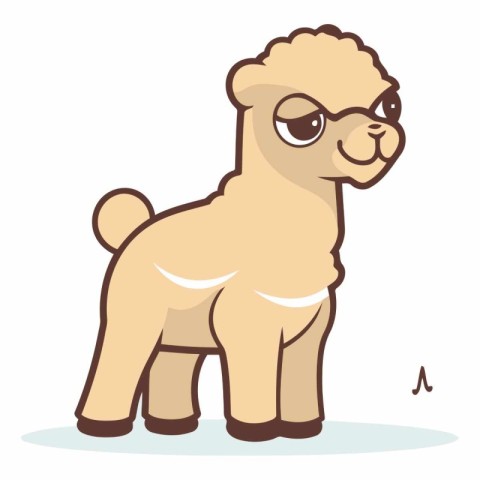 Cute Cartoon Alpaca on white background.