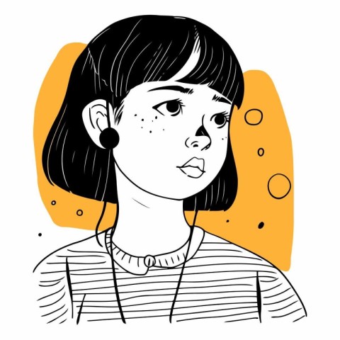 Illustration of a girl with a sad expression on her face.