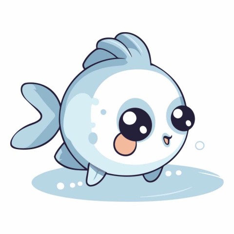 Cute cartoon fish of a cute fish on a white background.