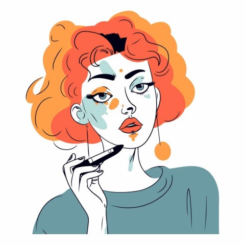 Portrait of a red-haired girl with makeup.