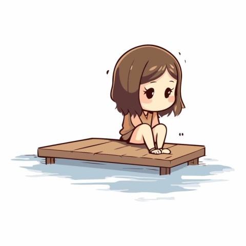 girl sitting on the edge of a wooden deck chair