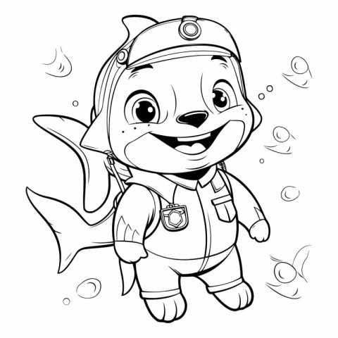 Illustration of a Cute Cartoon Astronaut Character Coloring Book