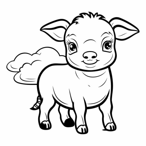 Cute Cartoon Sheep for Coloring Book or Page