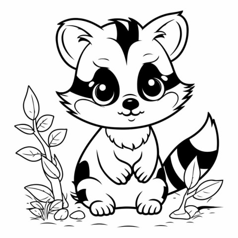 Cute raccoon - Coloring book for children