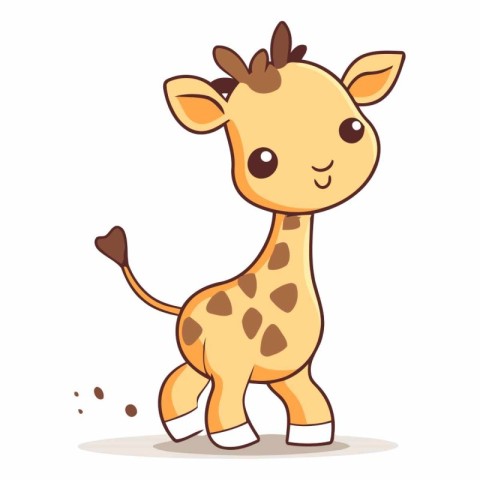 Cute cartoon giraffe isolated on white background.