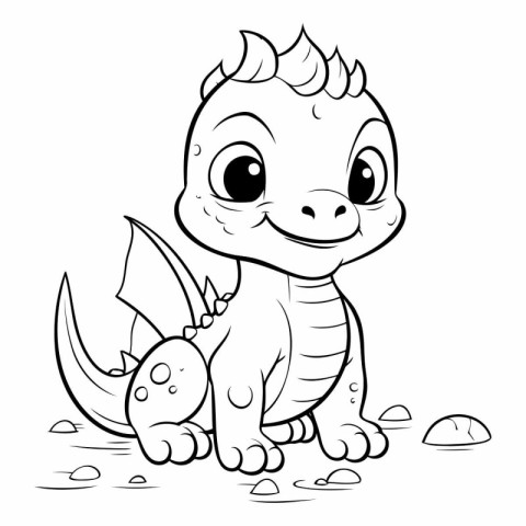 Cute baby dinosaur. Coloring book for children