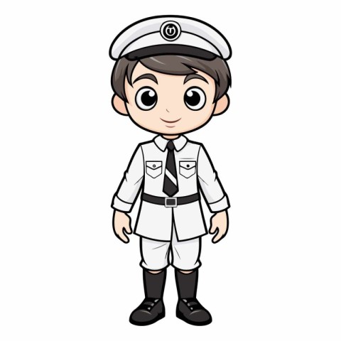 Cute sailor boy cartoon isolated on white background.