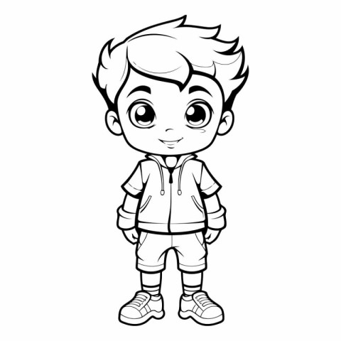 Cute Little Boy Cartoon Mascot Character Vector Illustration.