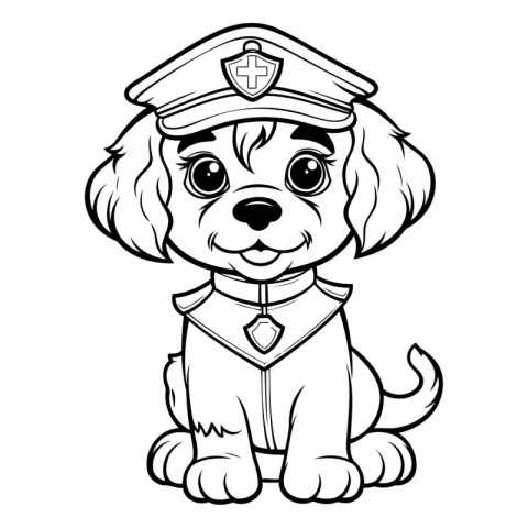 Puppy of a dog in a police uniform