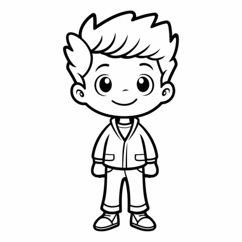 Vector illustration of Cute cartoon boy standing and smiling. Is