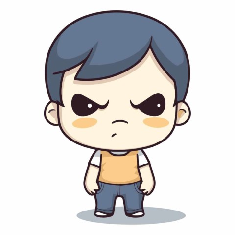 Upset boy character cartoon style vector illustration for t-shir