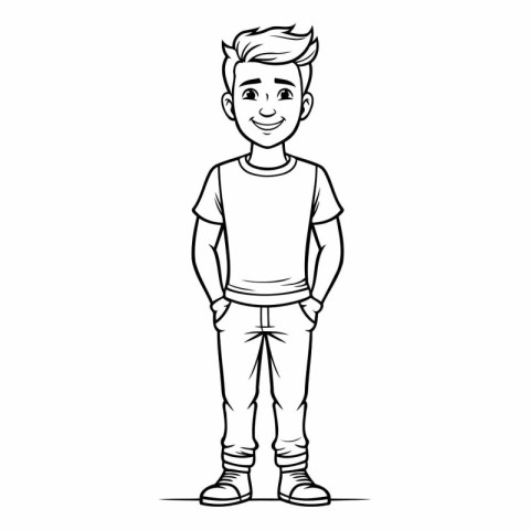 young man standing cartoon vector illustration graphic design do