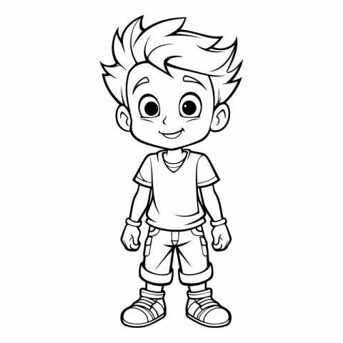 Cute little boy for coloring book or page.