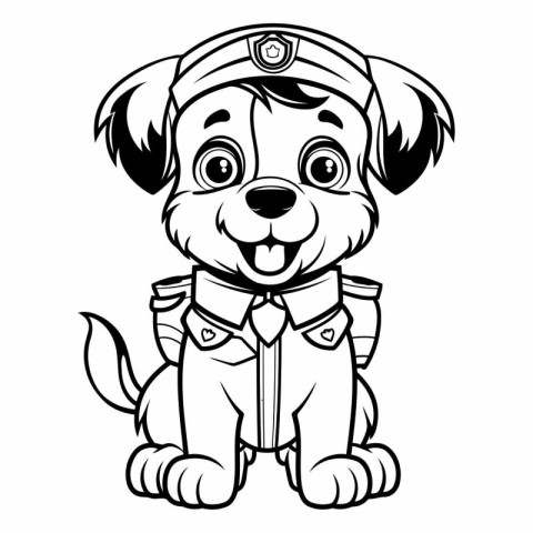 Cute cartoon puppy in a pilot's cap and uniform.