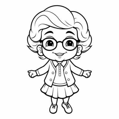 Coloring book for children - Girl in glasses.